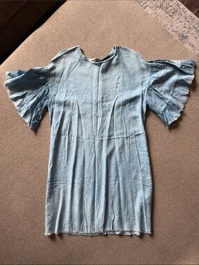 Light Blue Ruffle-Sleeve Mini Dress
